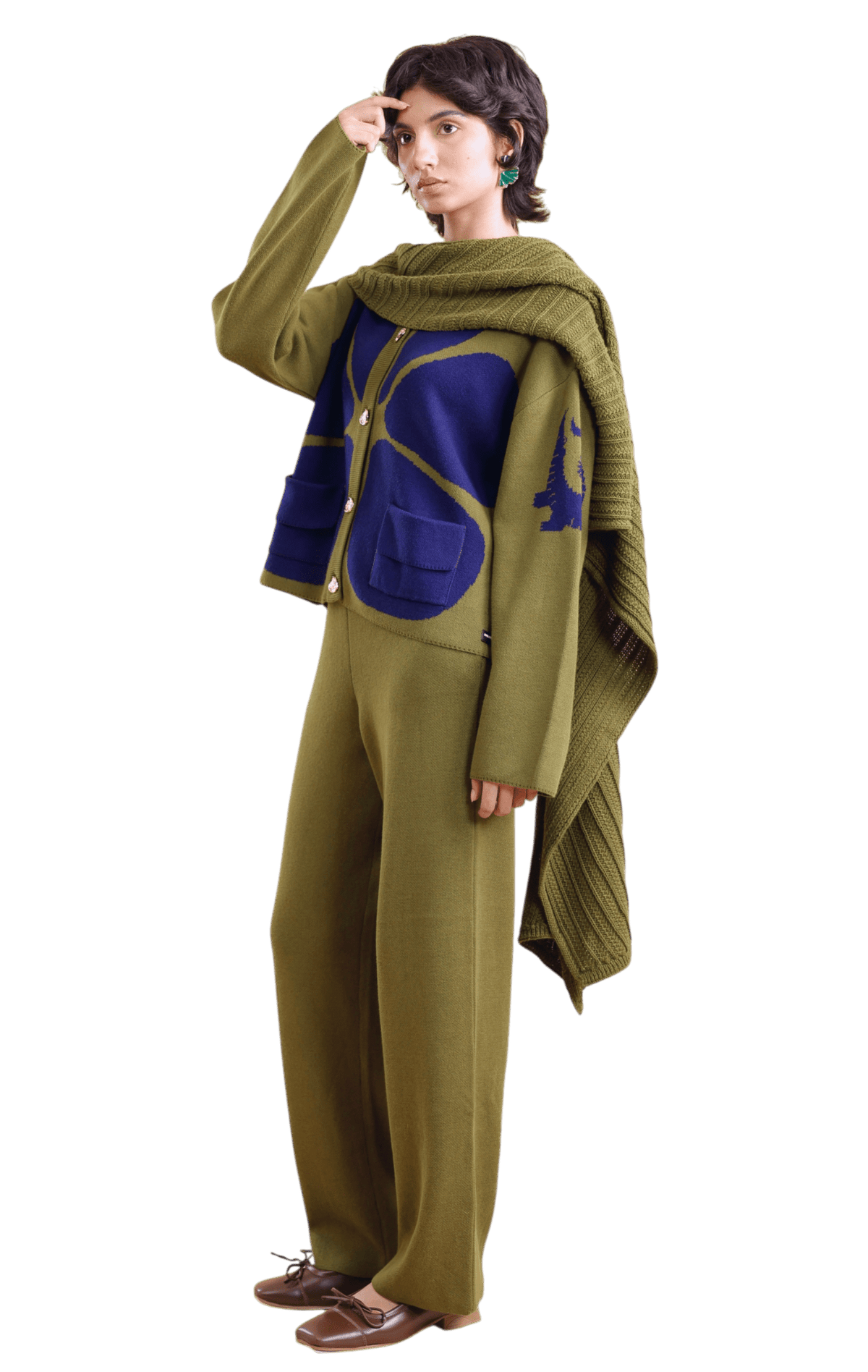 Rodeo cotton knit jacket with attached scarf — view 6
