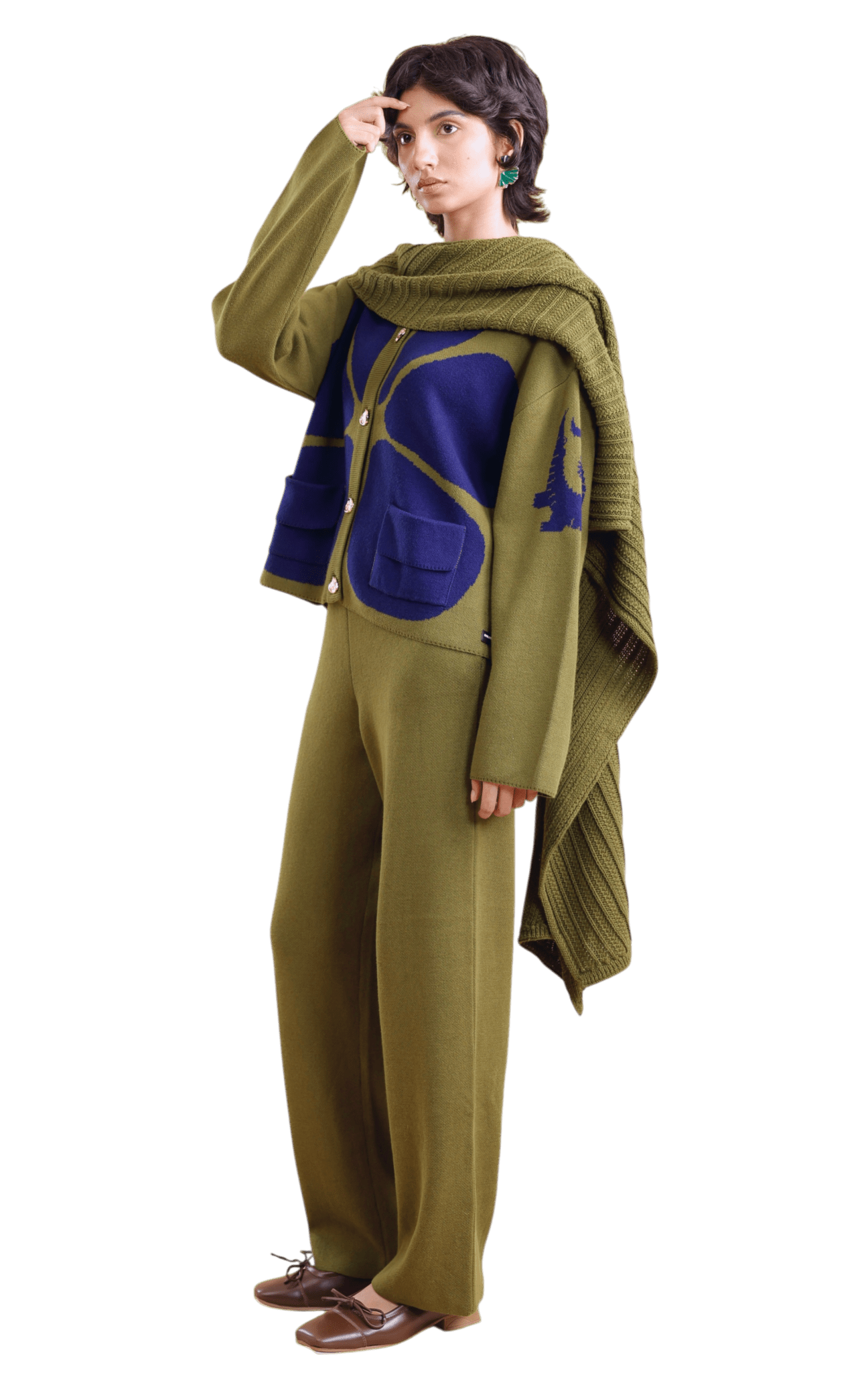 Rodeo cotton knit jacket with attached scarf — view 6