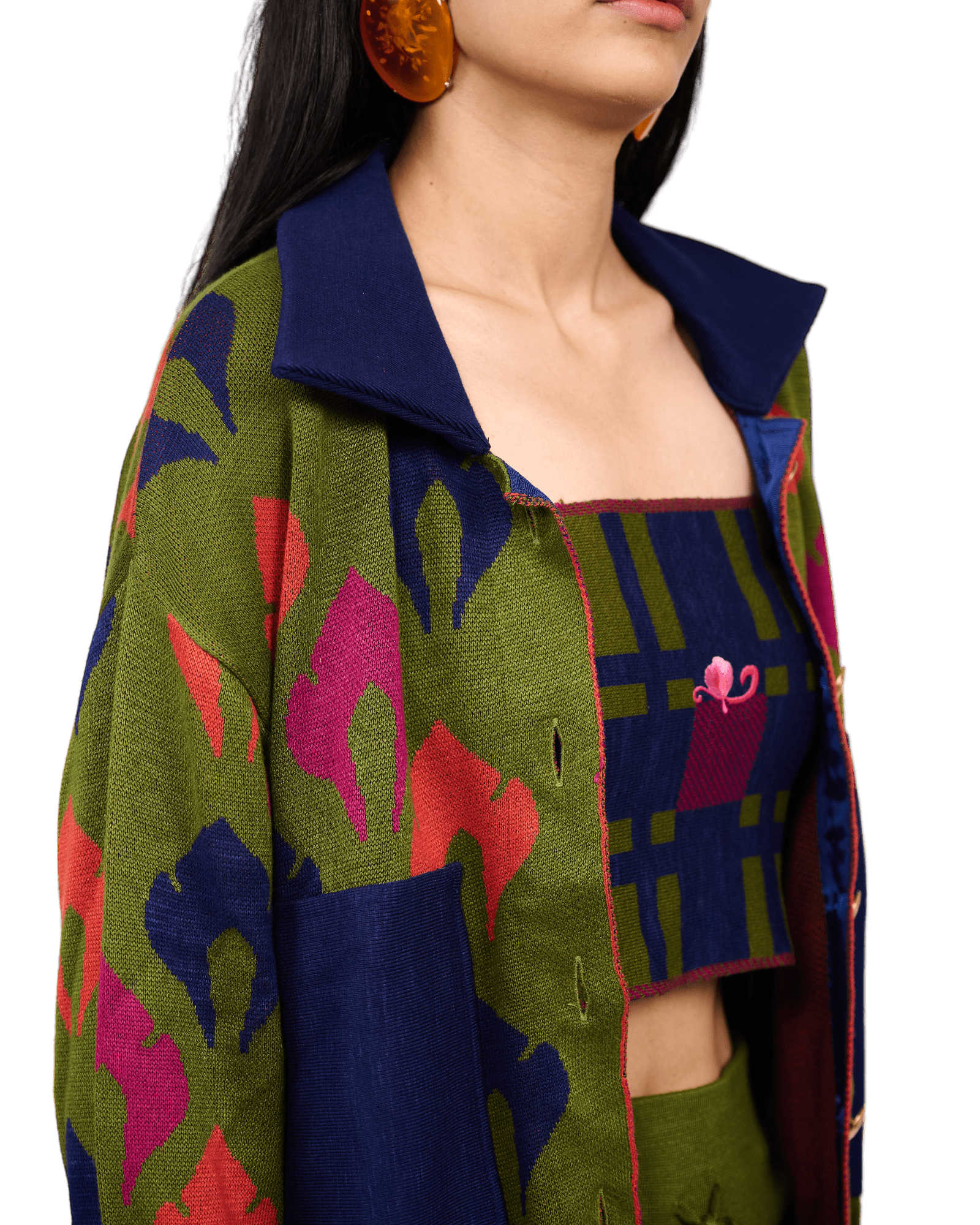 Silent Disco Knit Jacket with Pants - House of Saloni Jain