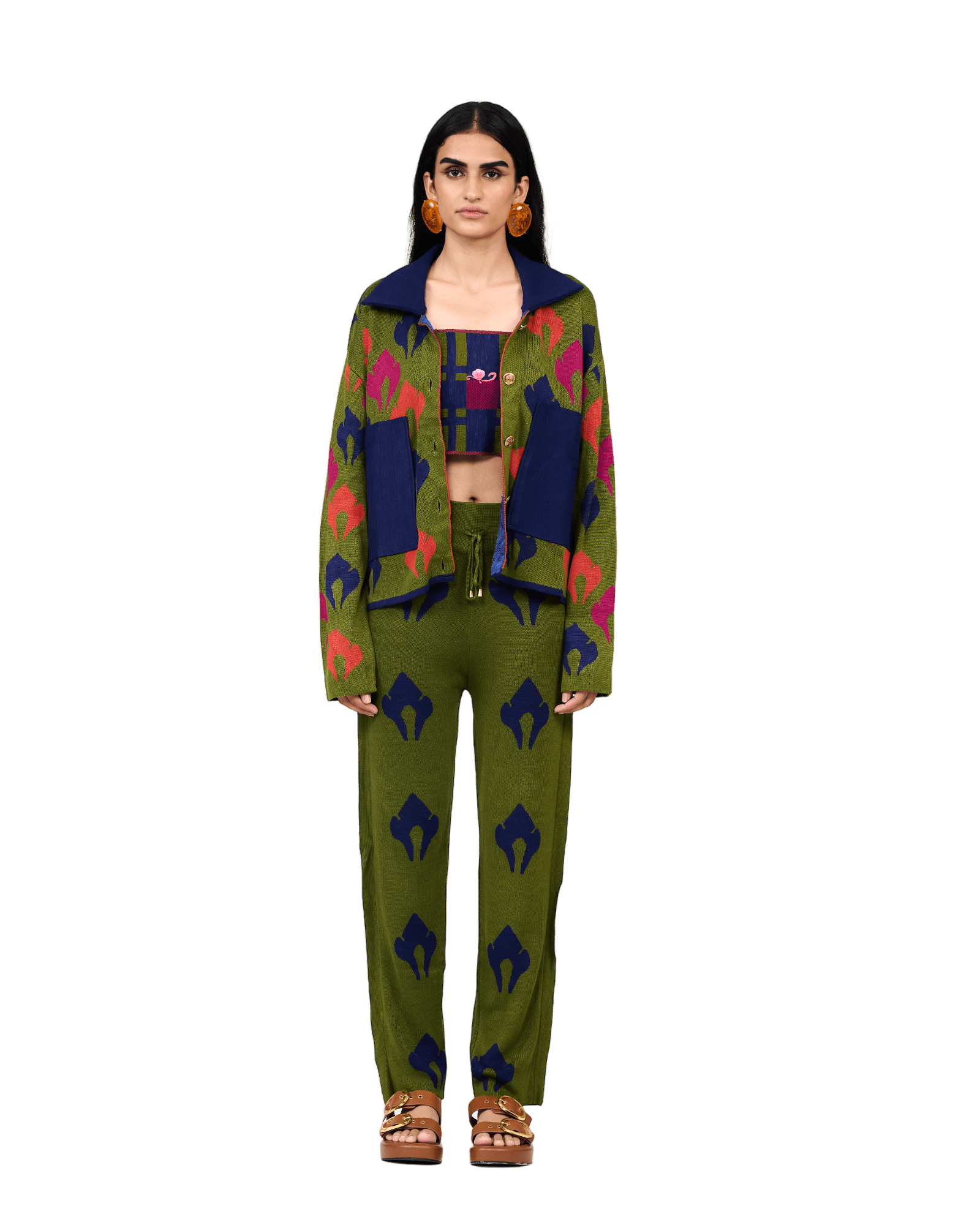 Silent Disco Knit Jacket with Pants - House of Saloni Jain